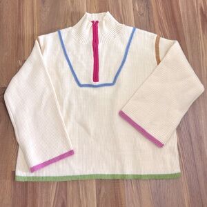 Entro Cream Sweater with Pink and Blue Accents